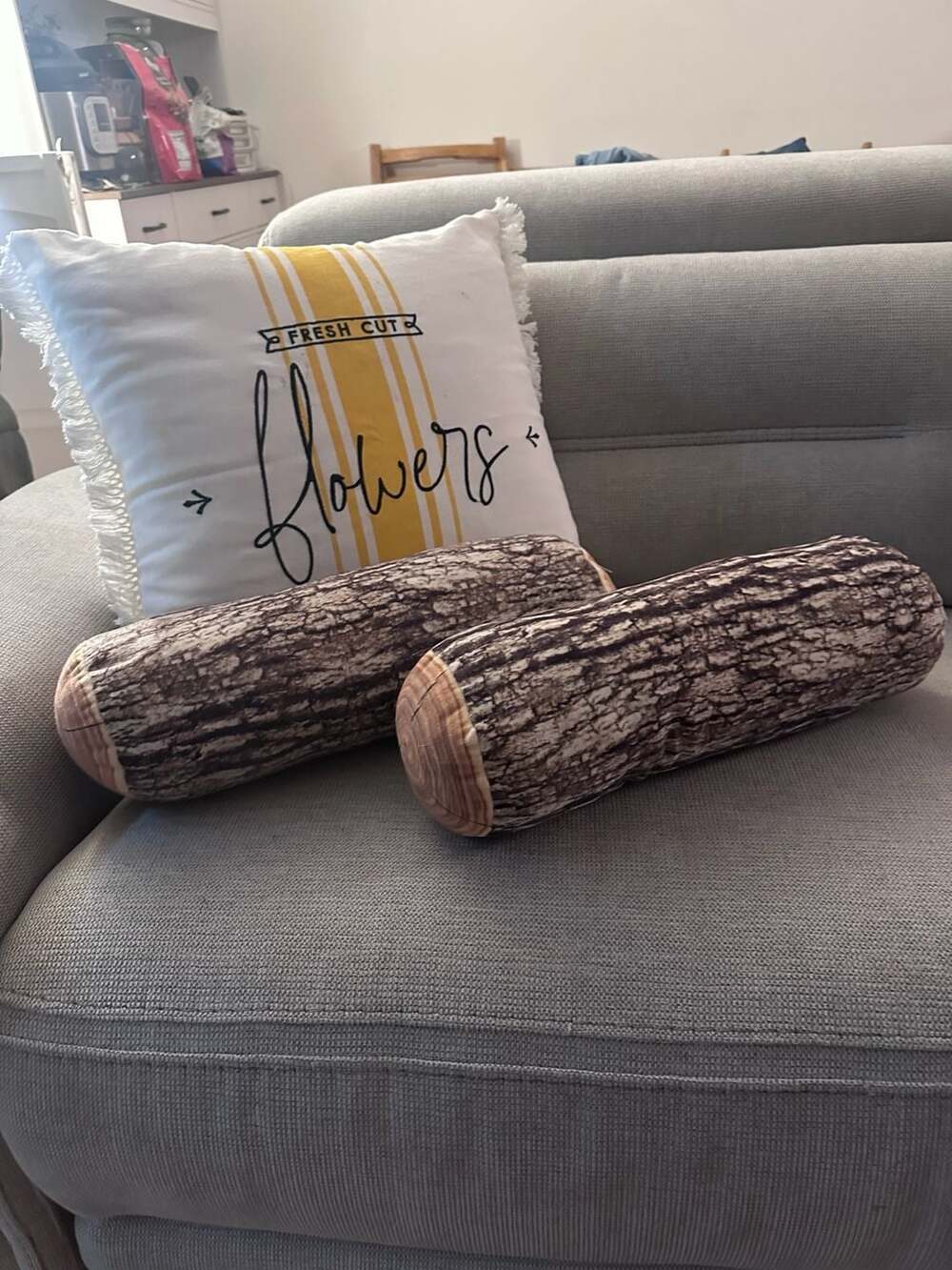 Realistic 3D Wood Grain Log Bolster Cylinder Throw Pillows - Picture 2 of 2
